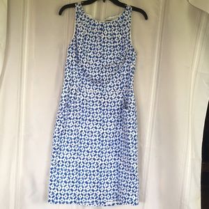Blue and white patterned dress